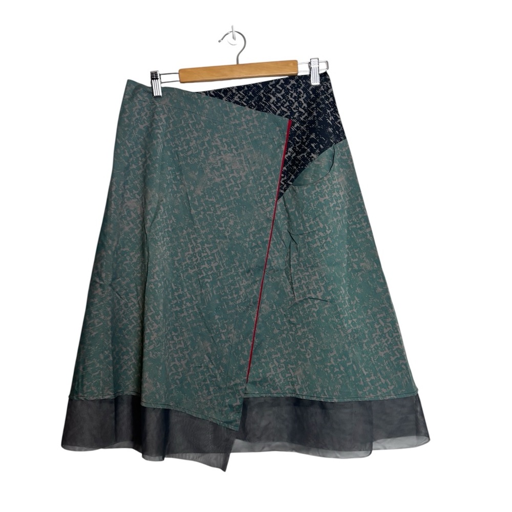 Aimee G Elegant Green and Black Faux Wrap Women's Skirt